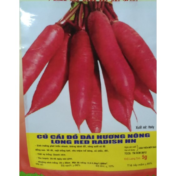 HẠT CỦ CẢI ĐỎ DÀI - GÓI 5 GRAM