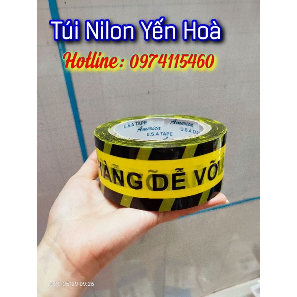 1 cuộn Băng keo hàng dễ vỡ MÀU VÀNG, băng dính hàng dễ vỡ 100y nặng khoảng 200gr