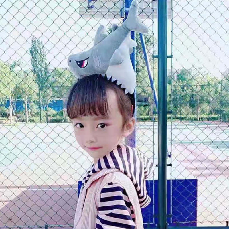 Băng Đô Cài Tóc Đính Hoạt Hình Cá Mập Nhồi Bông Kiểu Hàn Quốc Dễ Thương Cho Bé Gái