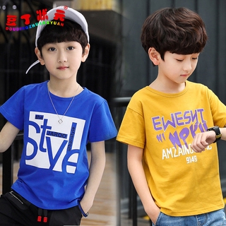 Trẻ Em Cotton nam Ngắn Tay Áo Thun Nam Lớn Bé Trai Mùa Hè 2020 Mới Trẻ Em Phong Cách đáy Áo Thun Thời Trang