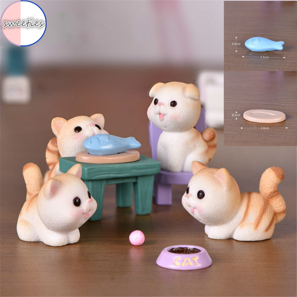 Tượng Mèo Thu Nhỏ Dễ Thương Trang Trí Văn Phòng Đẹp Mắt