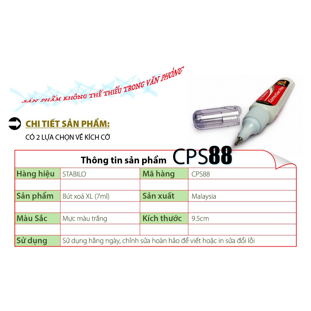 Hộp 12 cây Bút xóa STABILO Correction Pen 7ml (CPS88/12)