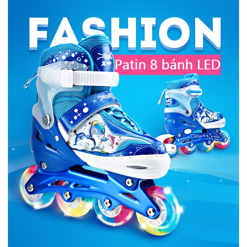 Giày Patin Trẻ Em 8809 Có Sẵn 8 Bánh Đèn Led có 2 màu