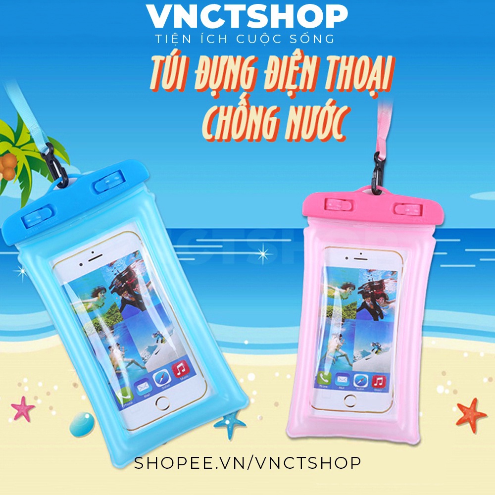 Túi đựng điện thoại chống nước trong suốt cảm ứng đi biển bơi có dây đeo mini