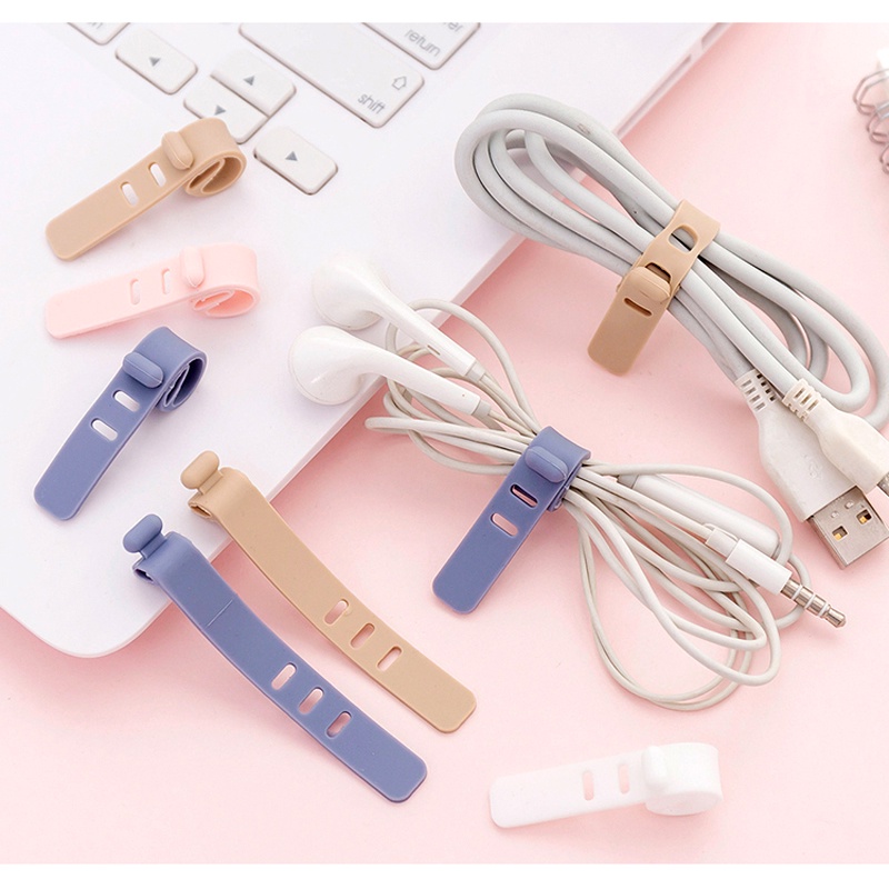Kẹp bảo vệ dây cáp sạc/ tai nghe USB bằng silicon nhiều màu sắc tùy chọn tiện dụng