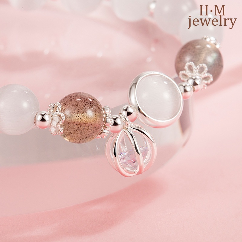 Vòng Đeo Tay Đá Mắt Mèo Opal Thời Trang Ngọt Ngào Dễ Phối Đồ