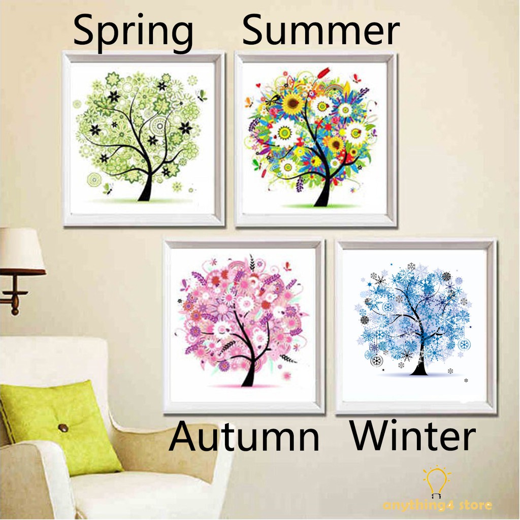 Bộ tranh đính kim cương giả trang trí tự làm 5D 30*30cm hình cây | BigBuy360 - bigbuy360.vn