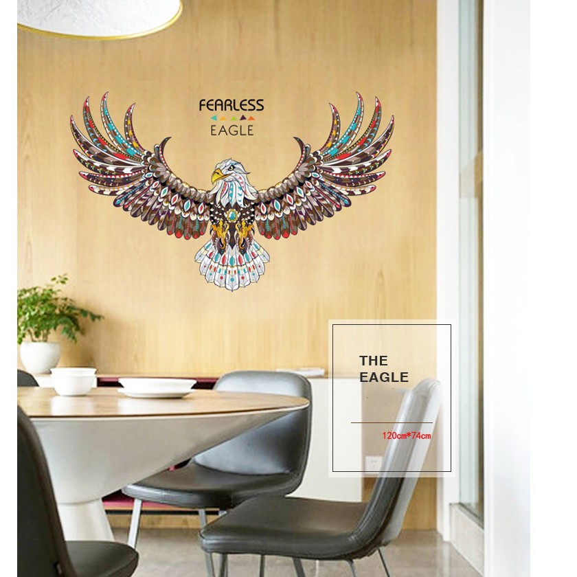 Decal dán tường 3D ⚡ FREESHIP ⚡ Eagle AmyShop - Tranh 3D dán phòng khách