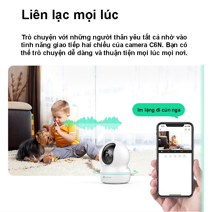 Camera WiFi Ezviz C6N 1080P ⚡𝑭𝑹𝑬𝑬 𝑺𝑯𝑰𝑷 ⚡ Xoay 360 độ, Tích hợp Micro và Loa, Đàm thoại 2 chiều - BH 24 Tháng