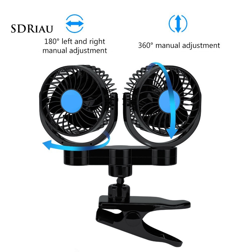 Quạt Làm Mát Hai Đầu 12 / 24V Có Thể Điều Chỉnh Gắn Xe Hơi Xe Tải