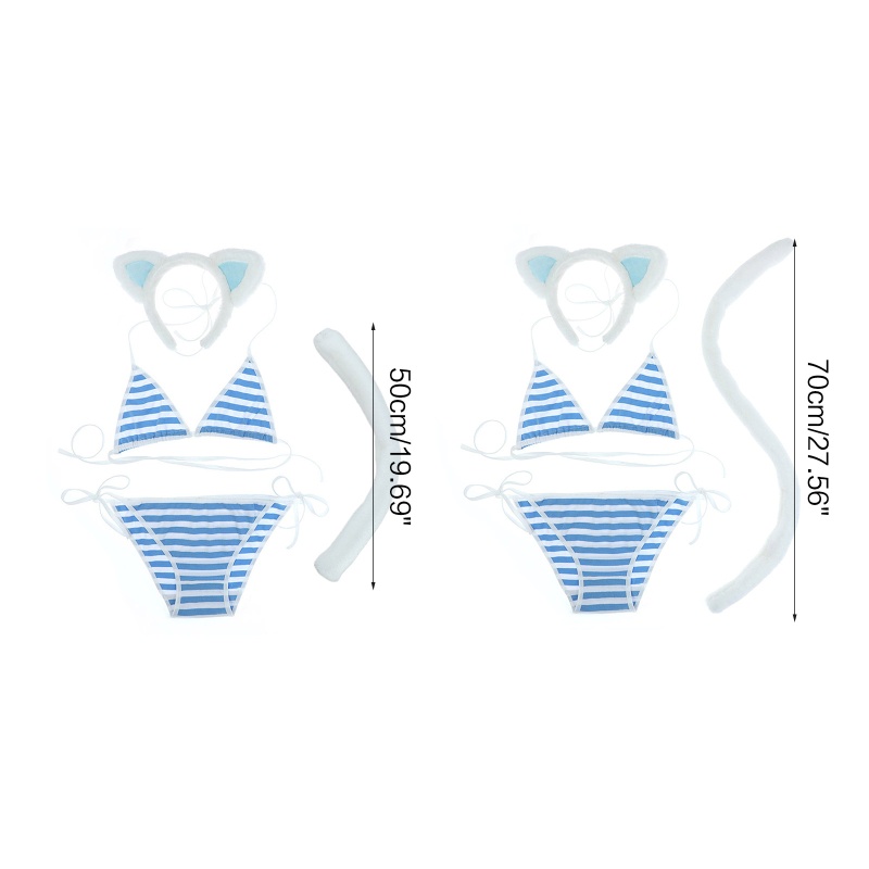 Bộ Bikini 4 Món Hóa Trang Mèo Gợi Cảm Dễ Thương Cho Nữ