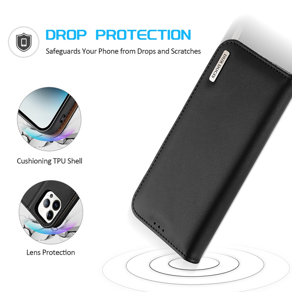 Bao Da Điện Thoại Dux Ducis Bằng Da Thật Nắp Lật Hít Nam Châm Có Ngăn Đựng Thẻ Và Giá Đỡ iPhone 14 Pro Max 14 Plus