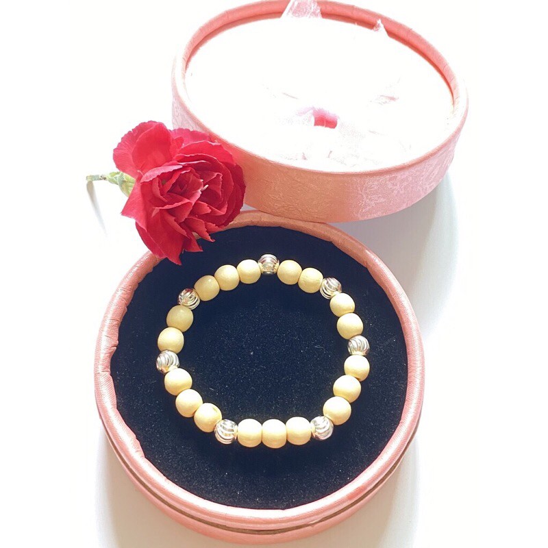 Vòng dâu tằm cho bé mix bi bạc. Dây chun. D1. Tặng kèm hạt dâu + dây dự phòng và hộp đựng