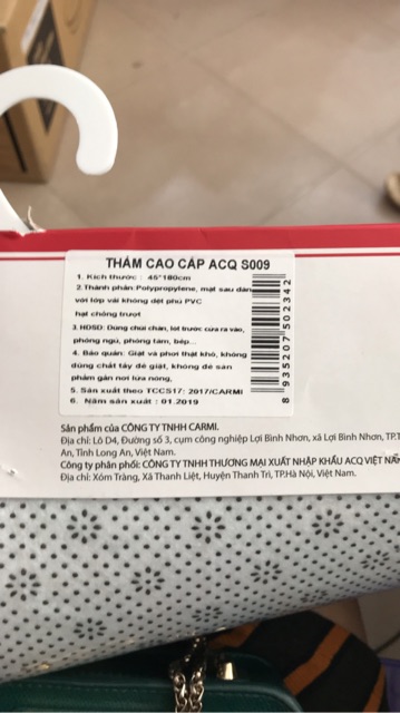 Thảm cao cấp ACQ CARMI S009, hàng Hàn quốc sản xuất tại Việt nam (kích thước thảm: 50x90 cm, 50x120 cm, 45x180 cm)