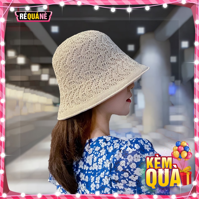 Mũ Xô Ngư Dân 2 Mặt Ren Thêu Hoa Vân Lượn Sóng RQN2134