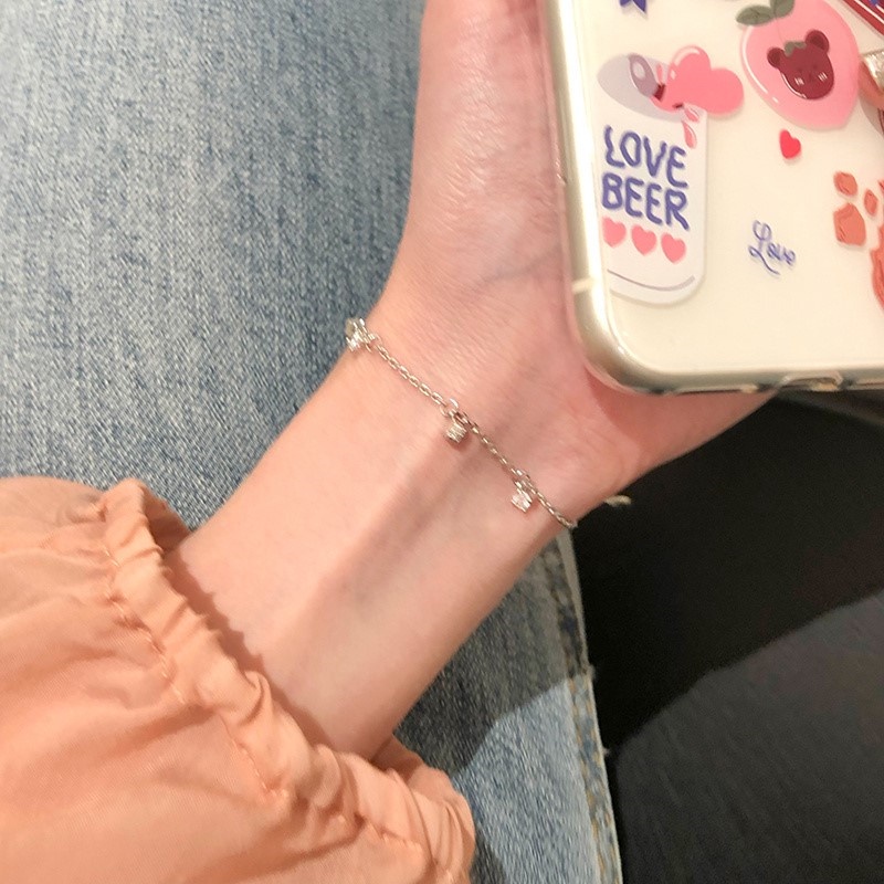 Vòng tay hạt tròn nhỏ đính đá zircon đơn giản nhẹ nhàng phong cách Hàn Quốc sang trọng cá tính dễ phối đồ cho nữ