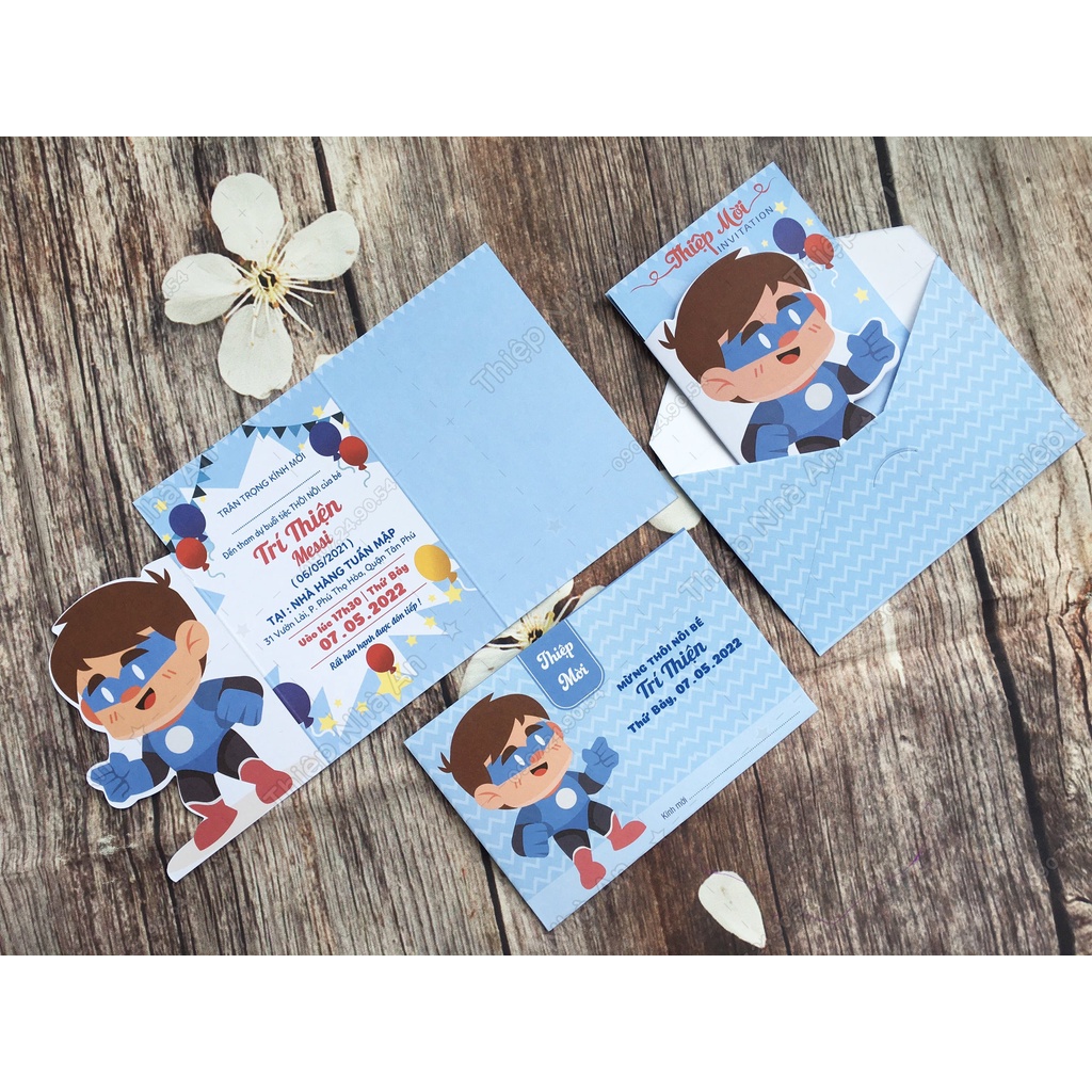 ♥️ Shop Uy Tín ♥️ Thiệp Sinh Nhật - Thôi Nôi - Đầy Tháng Dành Cho Bé Trai 1801R