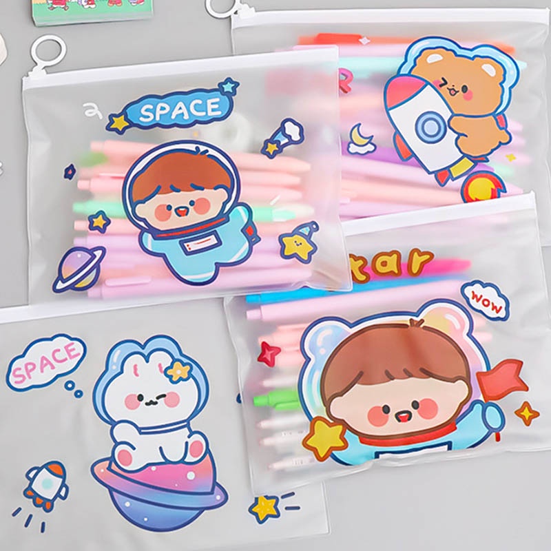 Túi Đựng Bút Trong Suốt In Hình Phi Hành Gia Dễ Thương Cho Học Sinh