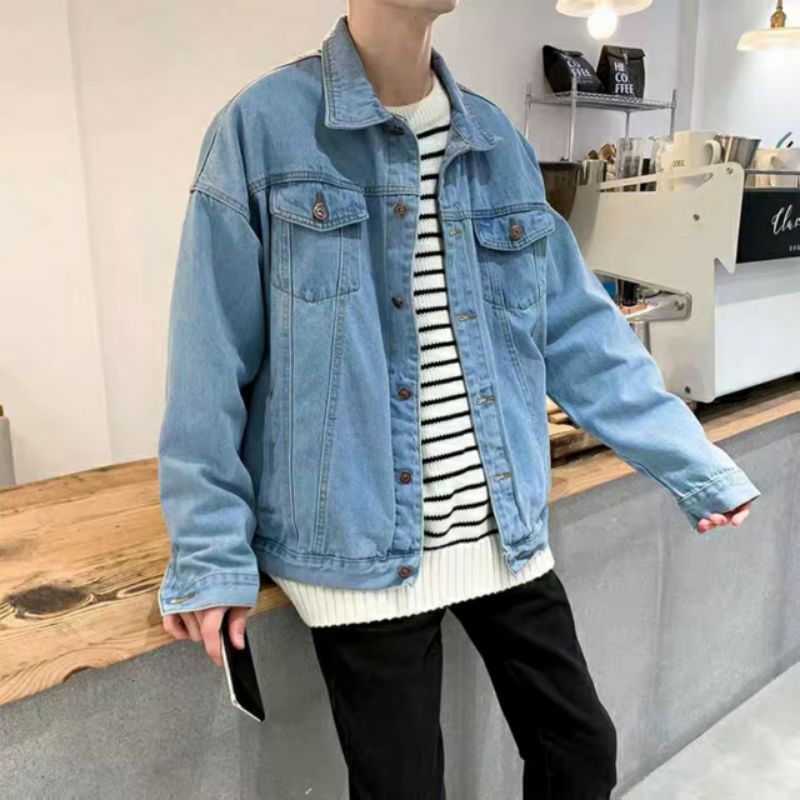 Áo Khoác Jean Nam Kiểu Wawa dây kéo sau, chuẩn soái ca Hàn Quốc, Mua Ngay