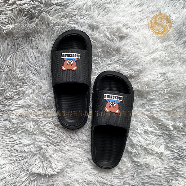 Dép bánh mì nữ hình gấu dép đúc siêu nhẹ đế dày 3cm chống xẹp đi trong nhà