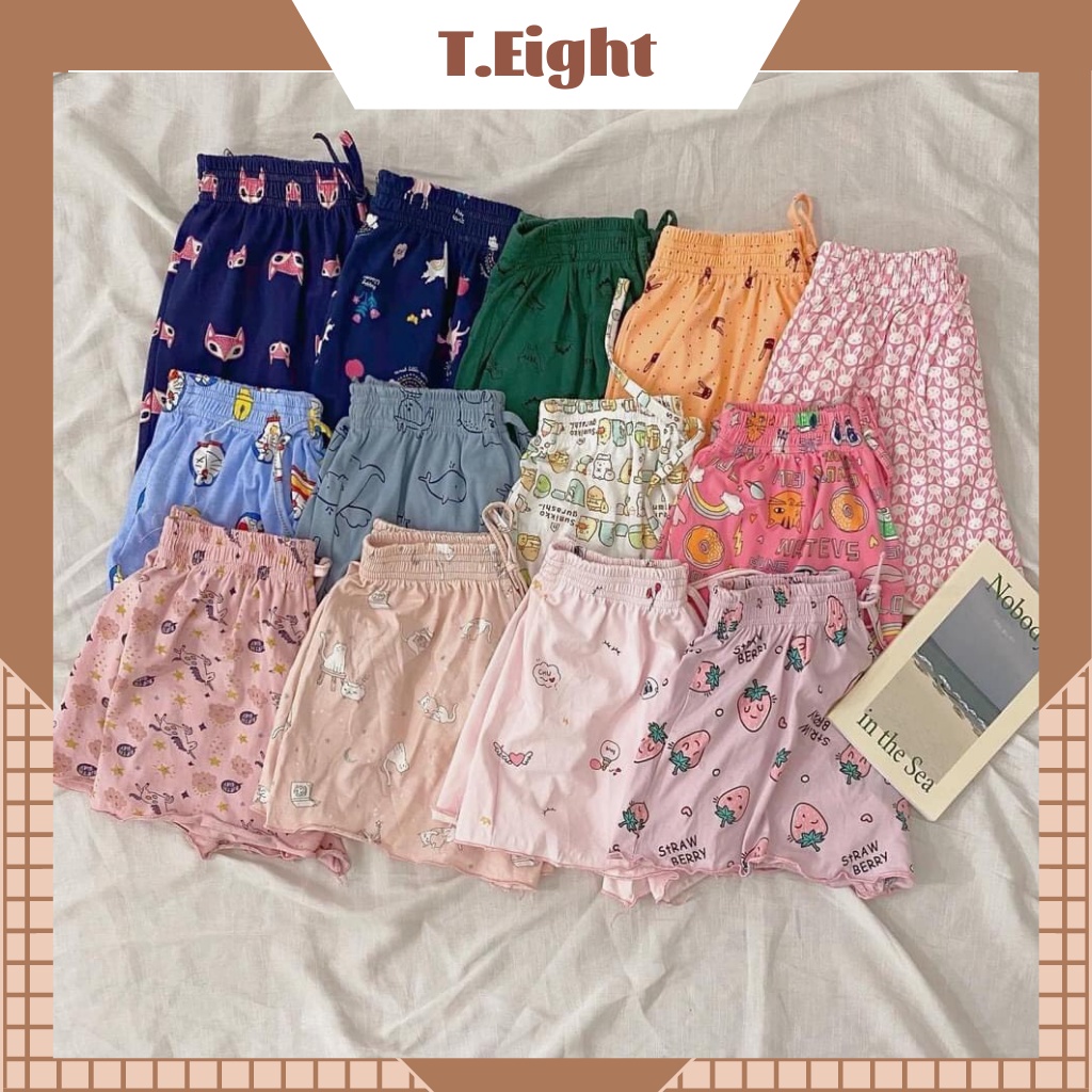Quần Short thun xòe nhiều hoạ tiết cạp chun, Quần ngủ vải cotton mịn mát co giãn | BigBuy360 - bigbuy360.vn