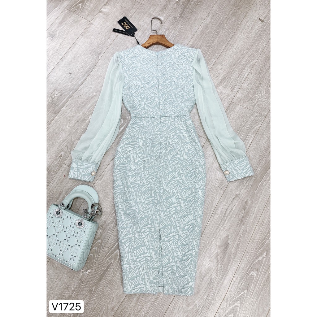 Váy xanh body tay von V1725 - DVC Dolce Viva Colection Authentic ( Ảnh mẫu và ảnh trải sàn do shop tự chụp ) | BigBuy360 - bigbuy360.vn