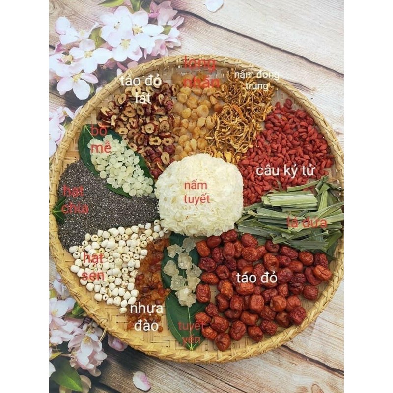 Chè dưỡng nhan tuyết yến Set 12 vị🌸(Nguyên liệu nấu chè dưỡng nhan )Giữ dáng, đẹp da