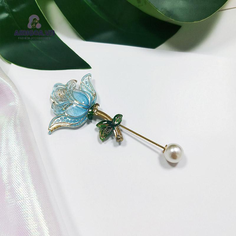 Ghim Cài Áo Hình Bông Hoa Đính Pha Lê