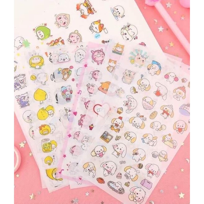 🗳Set 6 tấm sticker vui nhộn, hình dán trang trí