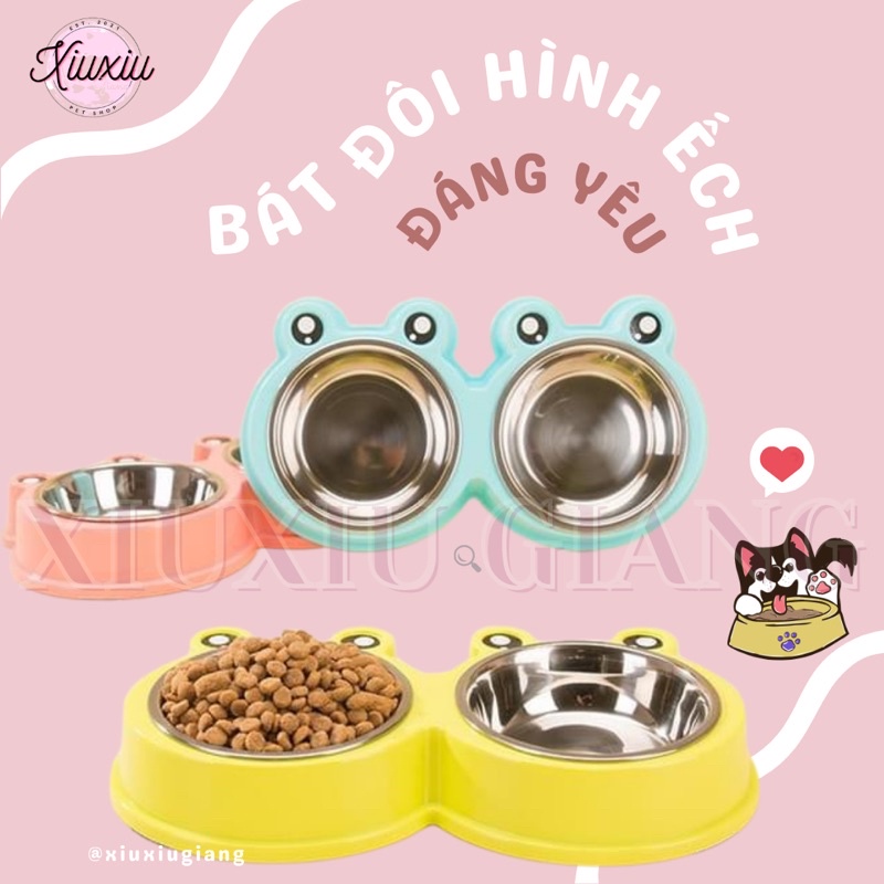 Bát Đôi Chó Mèo Hình Con Ếch Đáng Yêu - Xiuxiu Giang