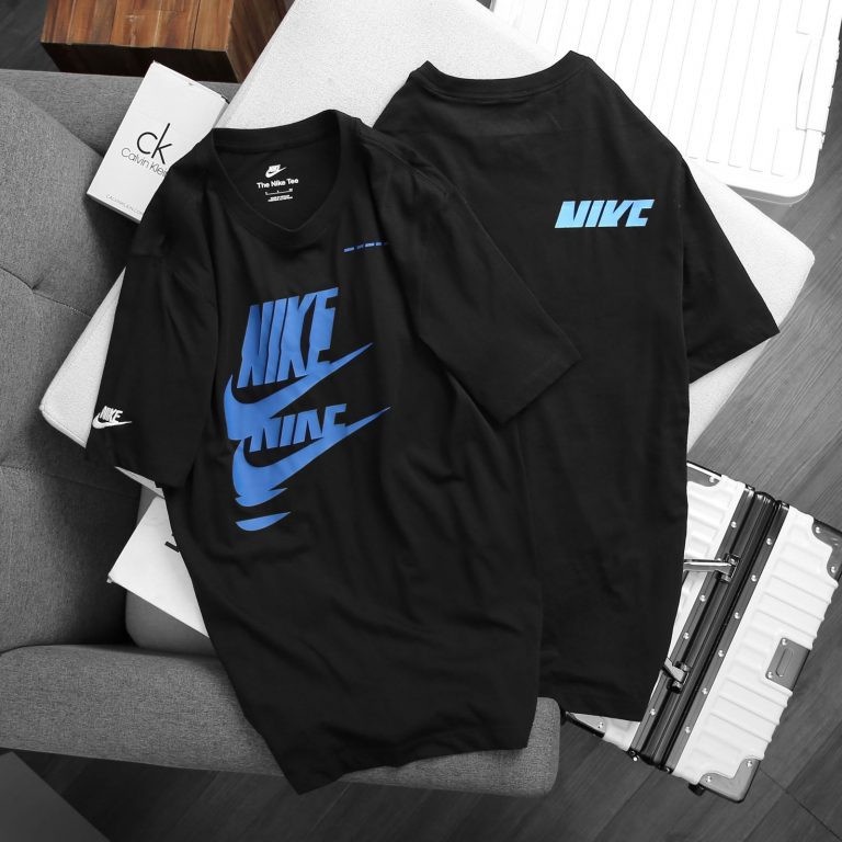 NIKE CHÍNH HÃNG - Áo thun thể thao nam nữ Nike NSW Sport Essentials + T-Shirt Authentic - Black x Blue