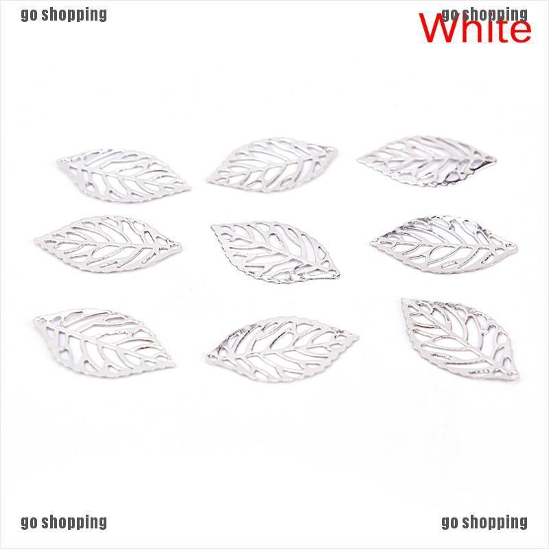 {go shopping}50PCS Charm Filigree Hollow Leaves Pendant DIY Jewelry Making Leaves Metal Craft