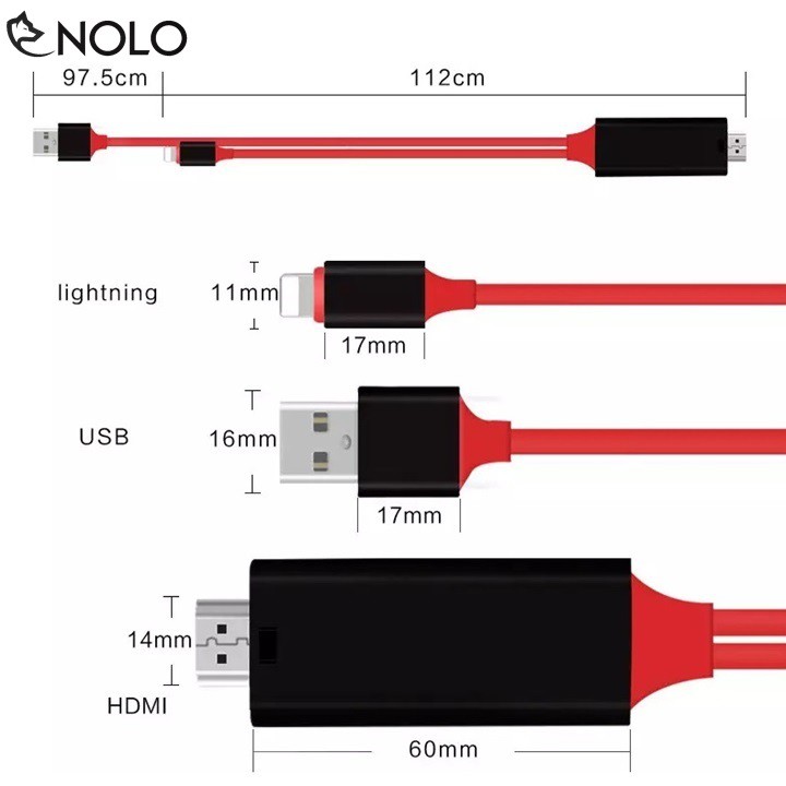 Cáp Chuyển MHL Lightning Iphone Ra Chui HDMI Tivi, Máy Chiếu HDTV Chuẩn Phân Giải 1080p