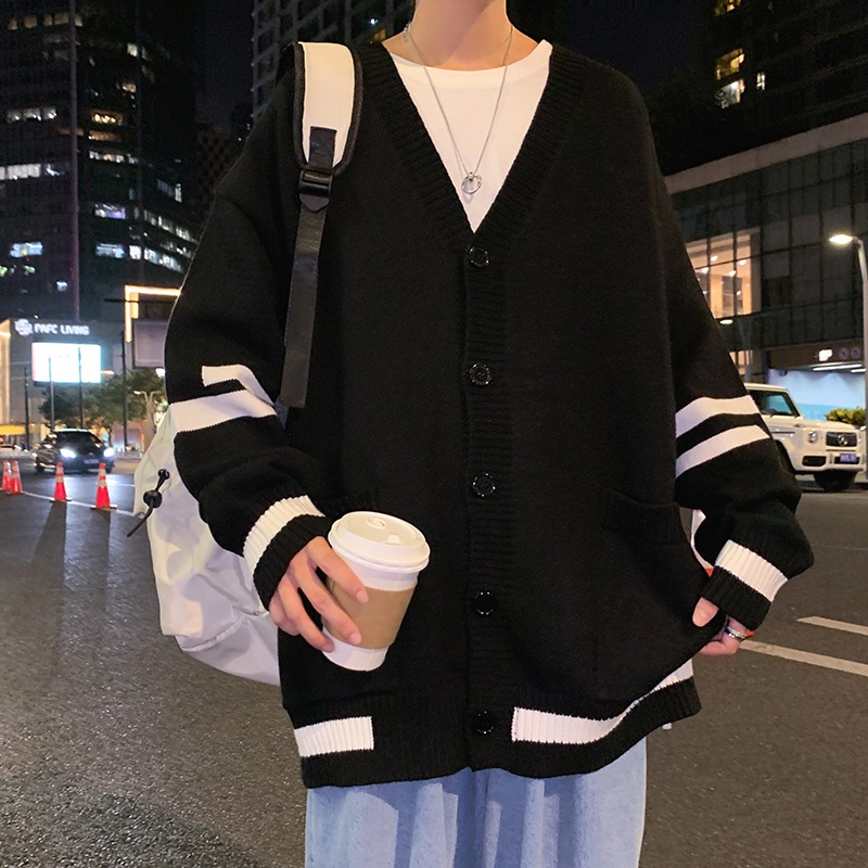 Áo khoác len nam cadigan 2 màu đen và xám mặc đi làm, đi chơi, đi tiệc