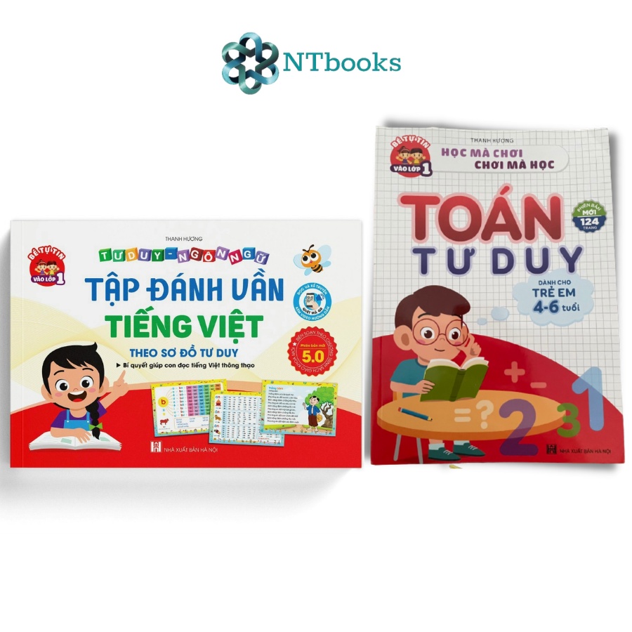 Sách Tập đánh vần Tiếng Việt Phiên bản 5.0 và Và Toán Tư Duy Cho Trẻ Tự Tin Vào Lớp 1 Từ 4-6 tuổi