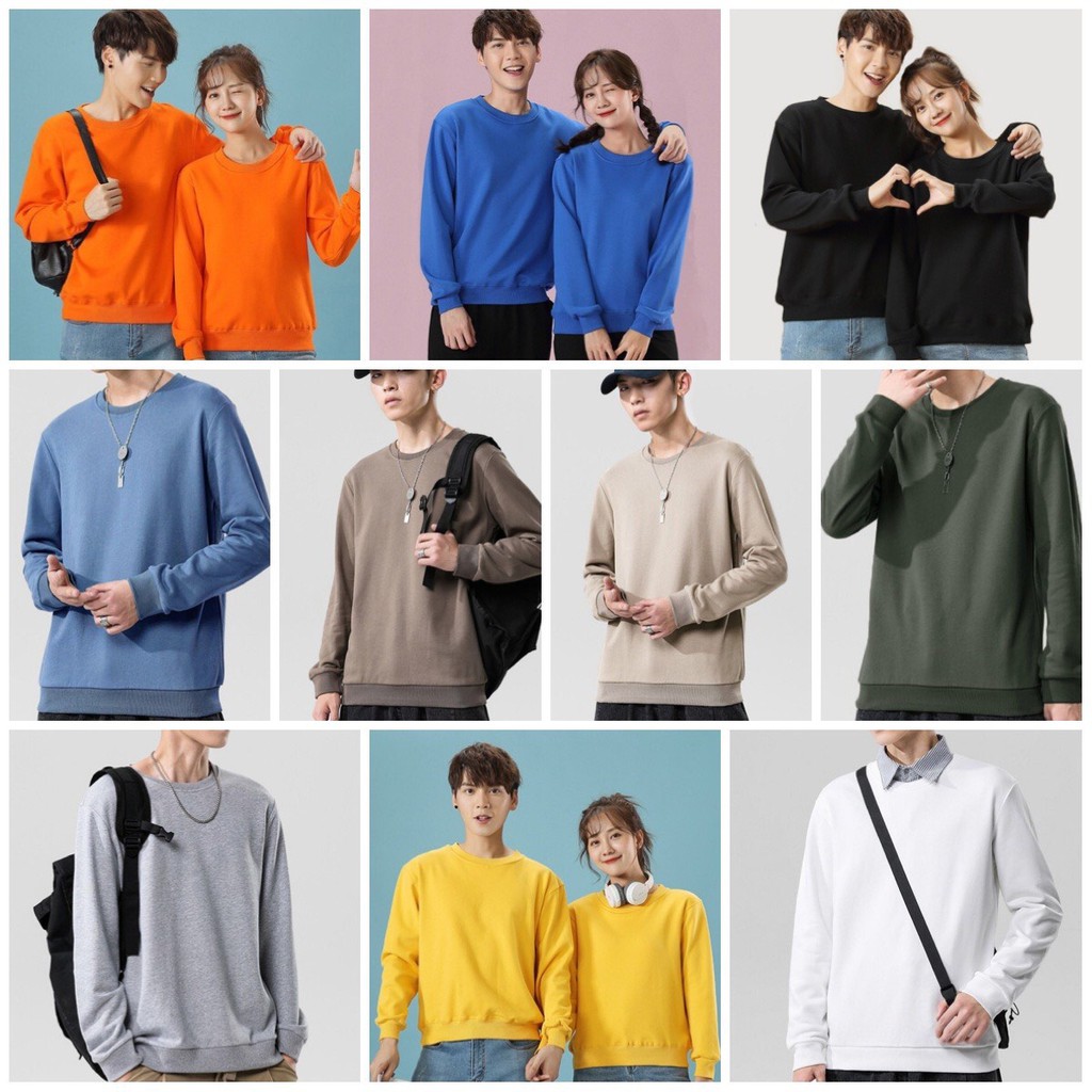 Áo nỉ nam nữ chất da cá form rộng basic nhiều màu, áo thun nam nữ dài tay form rộng A68 Eric Fashion