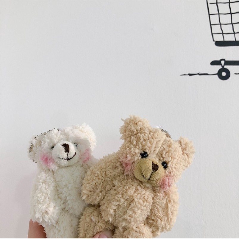 Móc khóa trang trí gắn hình chú gấu nhồi bông đáng yêu