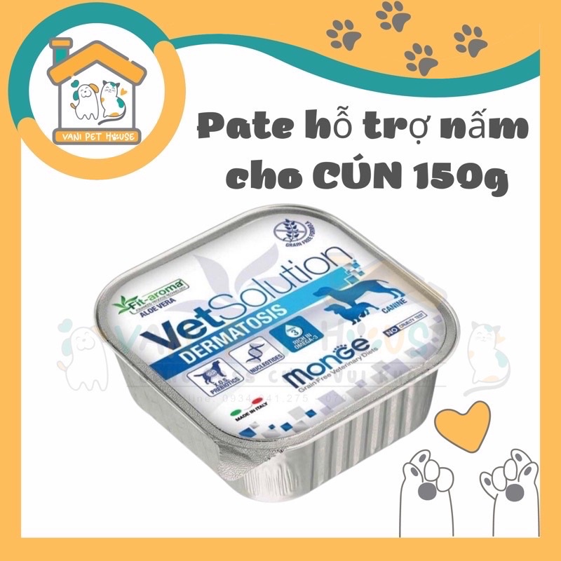 Pate Monge VetSolution Dermatosis cho Chó 150g - Hỗ trợ nấm, viêm da và rụng lông