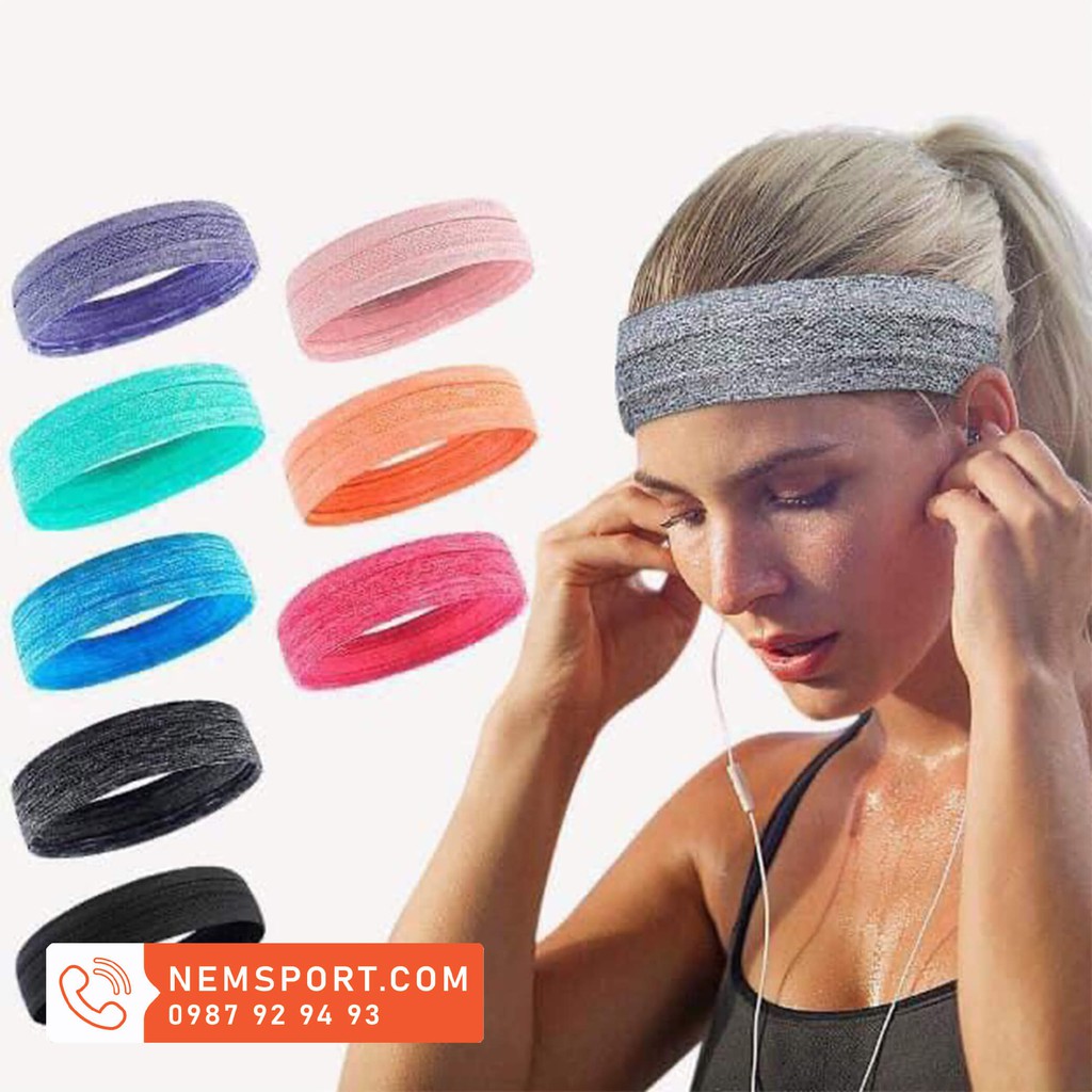 Băng đô thể thao cài đầu headband cotton dùng cho tập gym yoga bóng rổ cầu lông