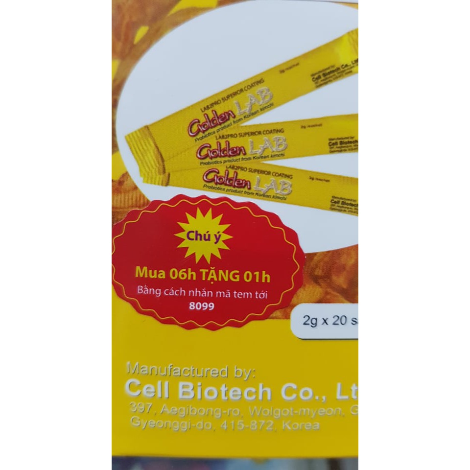 goldenlab men vi sinh từ kim chi hàn quốc hộp 20 gói golden lab