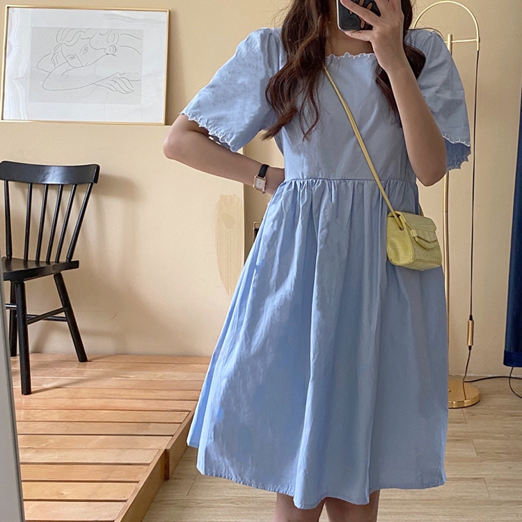Đầm Chữ A Tay Ngắn Thêu Hoa Phong Cách Ulzzang Hàn Quốc 2 Màu Lựa Chọn | BigBuy360 - bigbuy360.vn