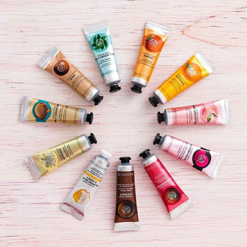 The BODY SHOP HAND CREAM (MORINGA, STRAWBERRY, ALMOND lụa & HONEY, SHEA, PHITISHITA, 30ml)