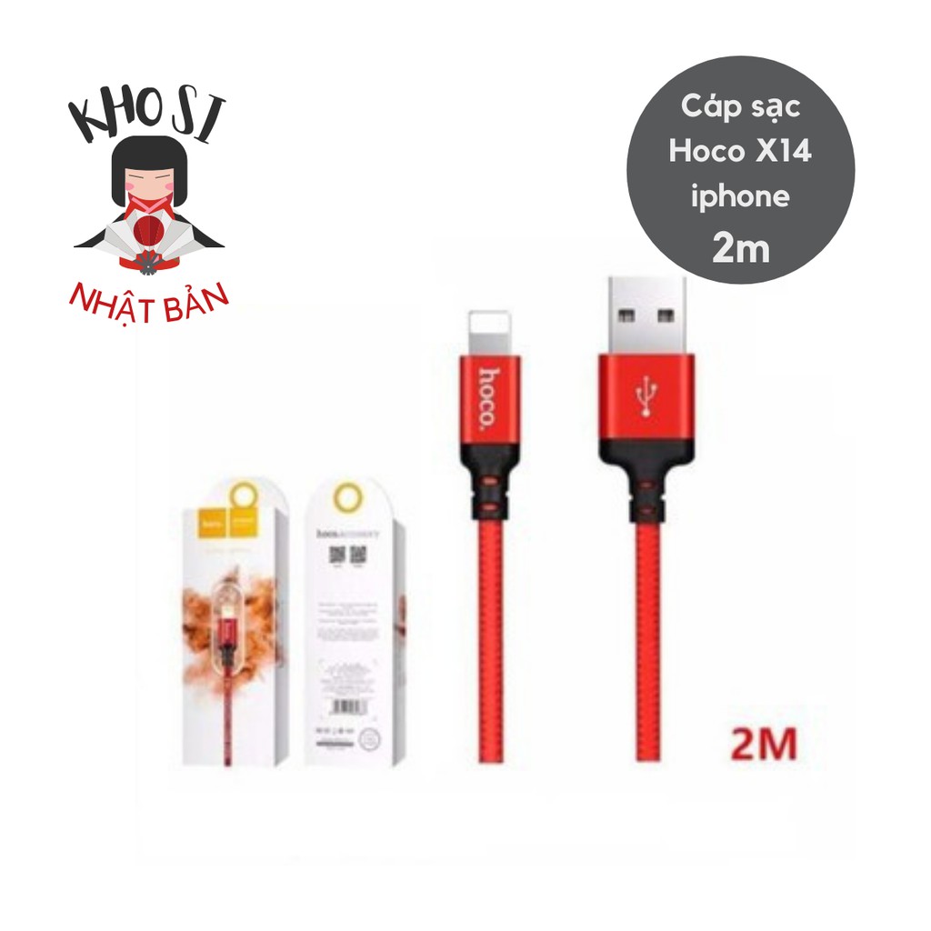 Cáp sạc iPhone Hoco X14 Lightning 2 Mét ✓ Sạc Chính Hãng ✓ Cáp Iphone