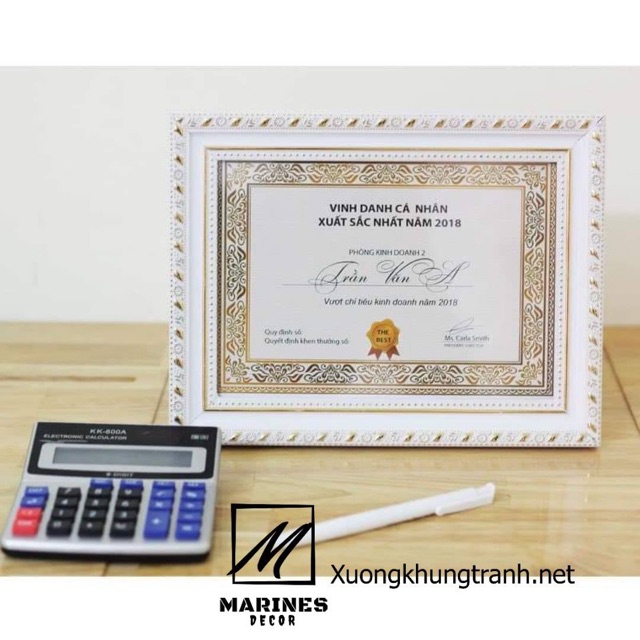 Khung bằng khen cỡ A4 hàng đẹp giá rẻ, tặng kèm đinh và móc treo