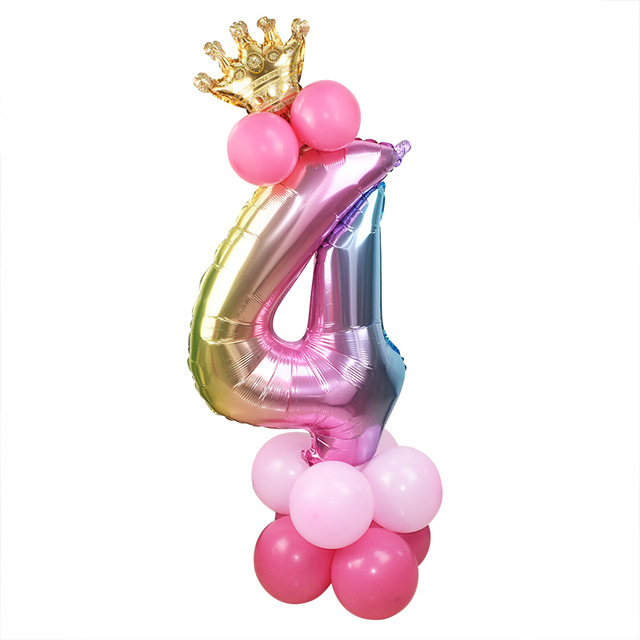 32 Inch Birthday Balloons Rainbow Number Foil Balloons Kids 1st Birthday Party Decorations Balloons Baby Shower Kids Favors Decoration