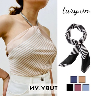 Khăn lụa vuông turban 70x70cm làm áo yếm khăn quàng cổ sọc nhiều màu - tury.vn - mã tb007