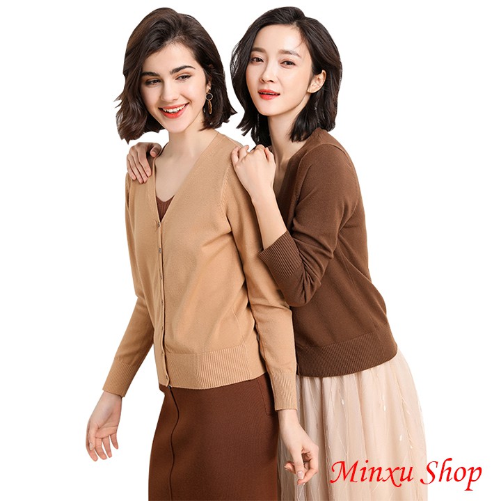 Áo Khoác Cardigan Dáng Dài Áo Len Nữ Hàn Quốc Dài Tay Minxu Shop - Lên Phom Nhẹ Nhàng, Sang Trọng (Mã CD)