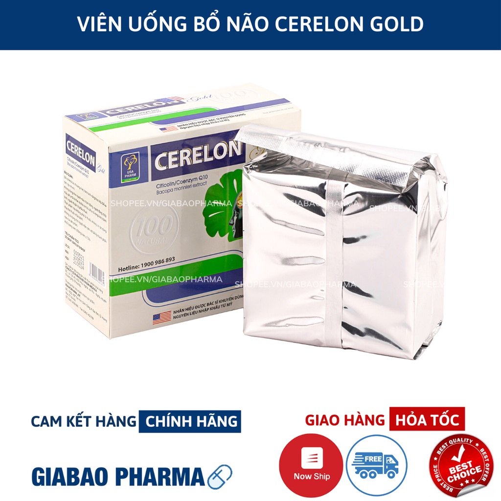 Viên bổ não Cerelon Gold Trắng - Giảm nhức đầu, hoa mắt, chóng mặt do rối loạn tiền đình - Hộp 100 viên