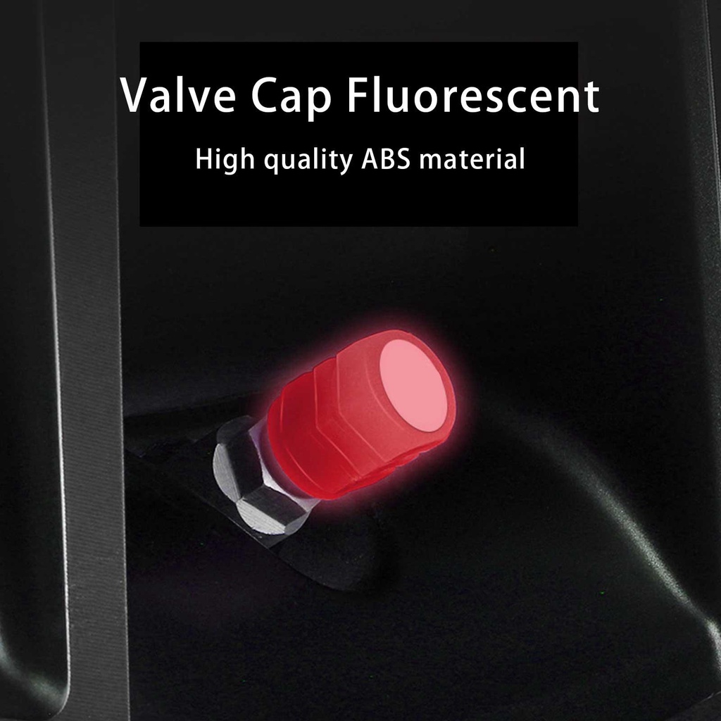 Set 4 Nắp Van Bánh Xe Dạ Quang Nhiều Màu Sắc