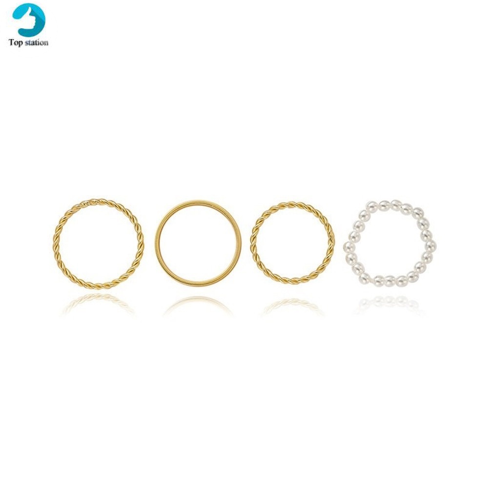 Nhẫn hở đính đá ngọc trai nhân tạo nhiều kiểu tùy chọn phong cách hip hop